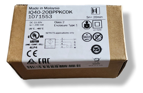 Sensor Indutivo  De Proximidade Iq40-20bppkc0k 1071553 Sick 1