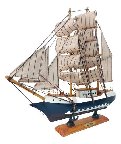Veleiro Barco Miniatura Belem Em Madeira Decoração 0