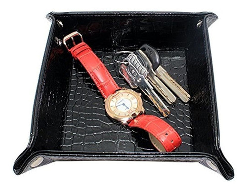 Boshiho Valet Tray Para Hombres, Joyeria De Cuero De La Pu 0