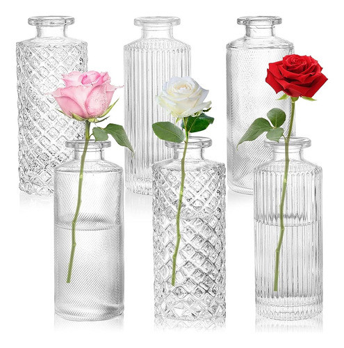Nicunom Glass Bud Vases Set De 6, Pequeños Jarrones De Cogol 0