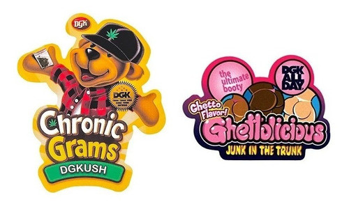 2 Adesivos Dgk Ghettolicious + Chronic Grams - Sticker Skate 1