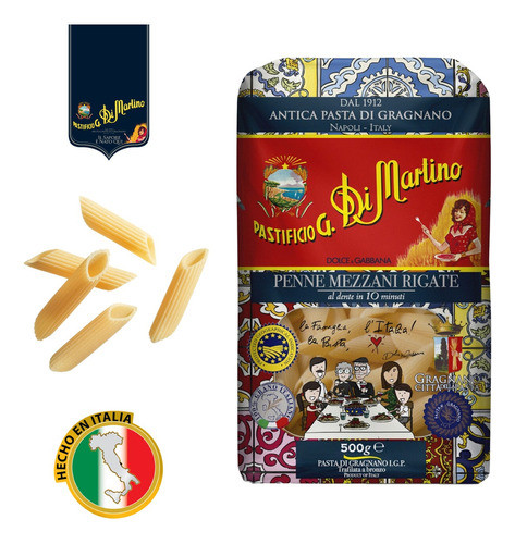 Pasta Italiana Gourmet Fideos Penne Rigate Di Martino D&g 1