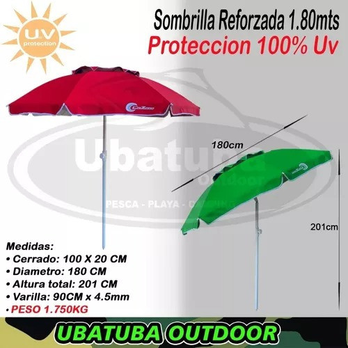 Sombrilla De Playa 1.80 Mts Reforzada 100% Protección Uv 1