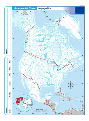 5 Mapas Escolares América Del Norte N°6 División Política 0
