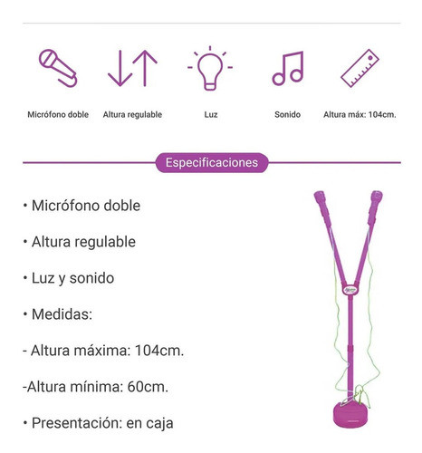 Micrófono De Pie Doble Rosa - Espacio Regalos 1