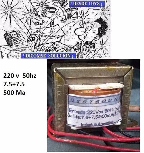 Transformador 7.5 Volt + 7.5 Volt  Volt  500 Mamper 0