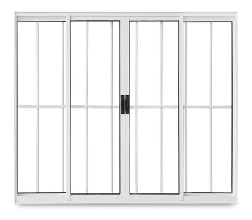 Janela De Correr Abertura Central 4 Folhas Grade Vidro Wt 0