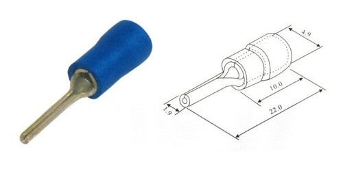 100 X Terminal Pino Isolado 1,5 A 2,5mm²  Ptv2-12 Azul 0