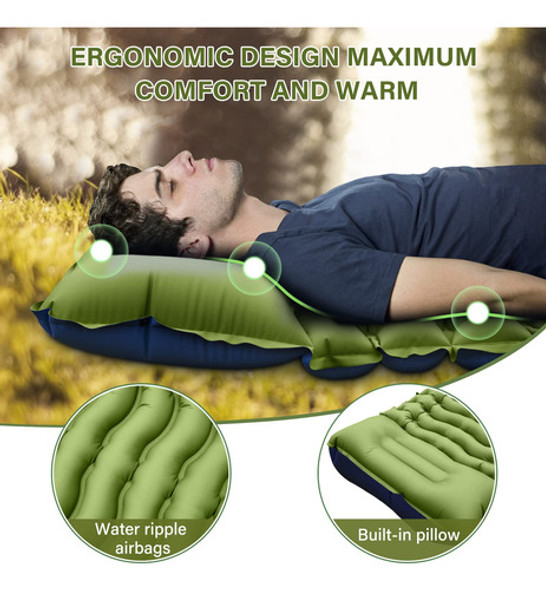Colchoneta Inflable Ultraligera Con Almohada Para Camping 1