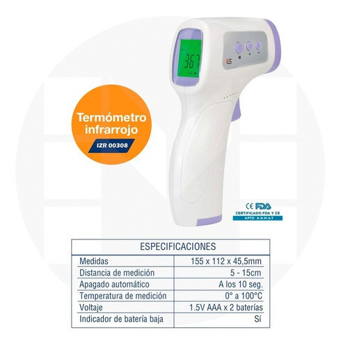 Termómetro Infrarrojo Digital Láser A Distancia Tipo Pistola 1