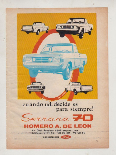 1970 Publicidad Camioneta Utilitaria Serrana Uruguay Vintage 0