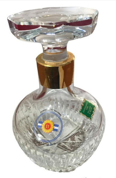 Antigua Botella Licor Cristal Tallado Y Partes De Laton 0