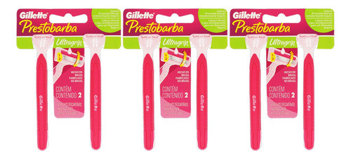 Kit C/3 Gillette Prestobarba Ultragrip Móvel Fem 2 Und Cada 0