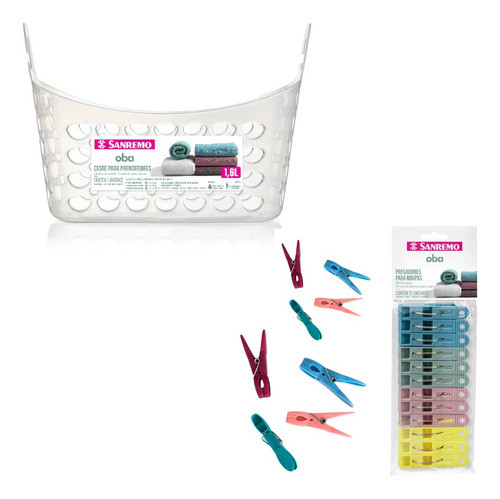 Kit Cesto 1,6 Litros E 24 Prendedores De Roupa Sanremo 0