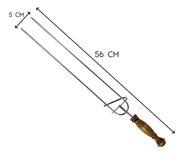 Pinche De Chorizo Para Parrilla Reforzado Acero Mango Madera 1
