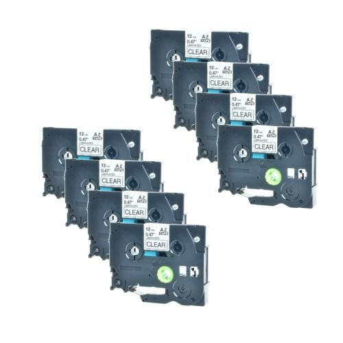 8 Pack Negro En Etiqueta Clara Cinta 1/2  X 26' Compatible P 0