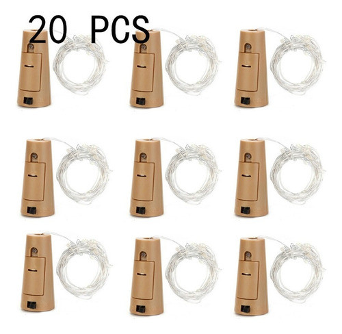 Garrafa De Luz Led De Cortiça, Pacote Com 20, Fr White 1