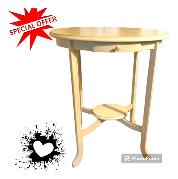 Mesa Oval Apoyo Arrime Auxiliar Tornada Cajon Vintage Retro 0