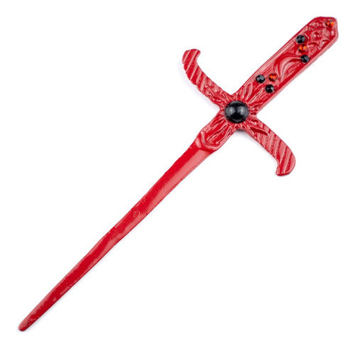 Athame Em Metal Vermelho 19cm Pedra Preta Strass Preto Verm 0
