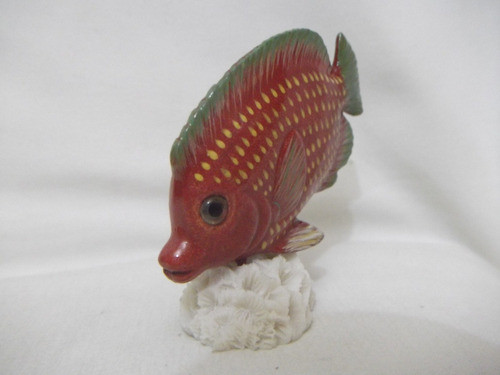 B. Antigo - Estatueta Miniatura De Peixe Madeira Base Resina 1
