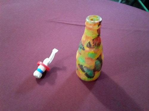Antigua Botella Vidrio Decoracion Decoupage Frances Mariposa 1