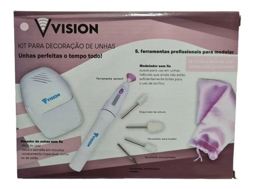 Kit P/ Decoração De Unhas C/ Secador Sem Fio Vision Original 0