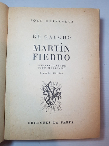 Antiguo Libro Martín Fierro José Hernández 1963 47n 114 1