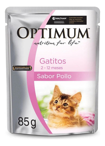 Alimento Optimum Kitten Pouch Pollo X 85g Pack X6 1