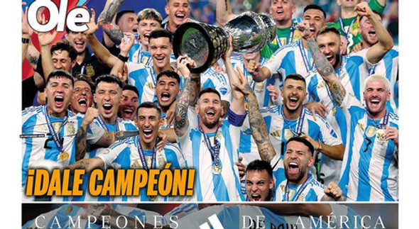 Diario Olé Doble Poster Campeón Copa América 2024 / 17-07-24 1