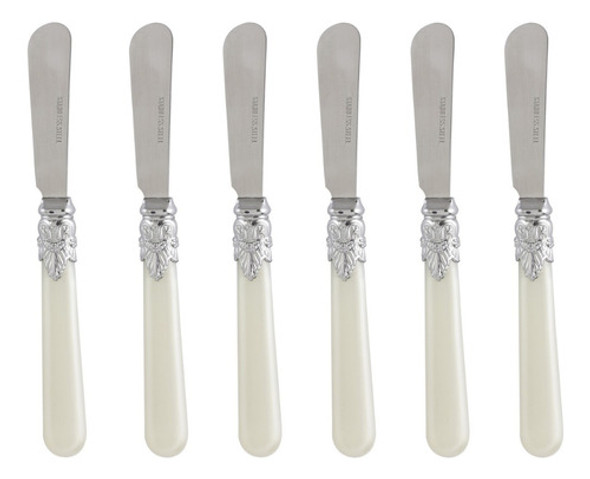 Jogo 6 Espátulas Para Manteiga Patês Aço Inox Cabo Perolado 0