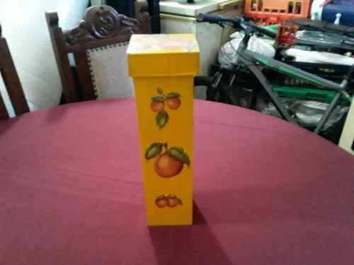 Caja/estuche Para Vino Madera Decorada Duraznos Relieve 0