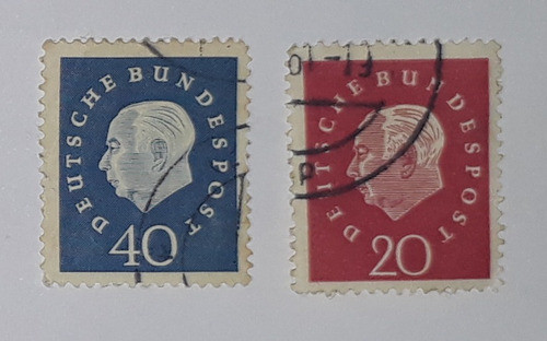 2 Selos Antigos Alemanha  -   Theodor Heuss - 1949 0