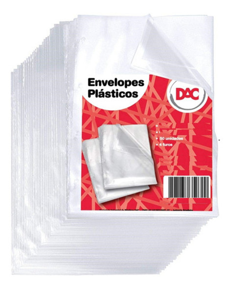 Envelope Saco Plástico A4 4 Furos Extra Médio C/50 Und 0