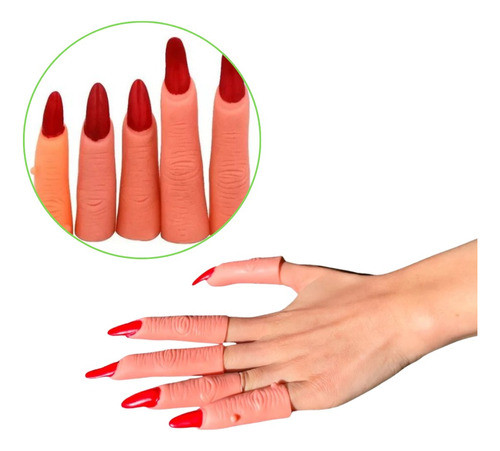 Combo X48 Packs De Dedos Bruja Uñas Rojas Disfraz Halloween 0