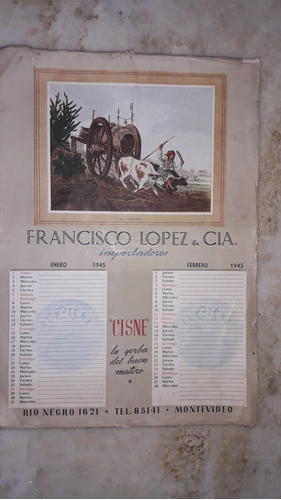 Antiguo Almanaque De Yerba Cisne De 1945,de Francisco Lopez 0