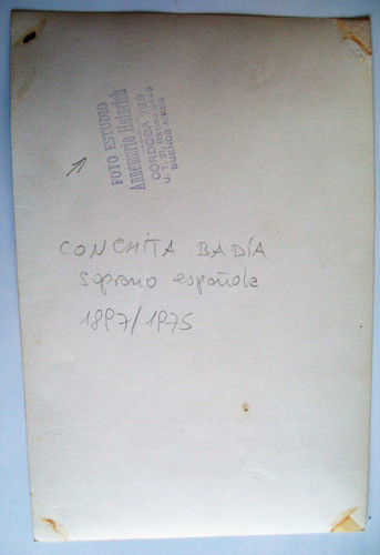 Conchita Badia Fotografia Autografo Original Soprano Español 1