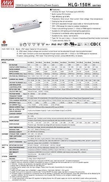 Mw Mean Well Hlg150h12b 12 V 10 A Led De Conmutacion De Sali 1
