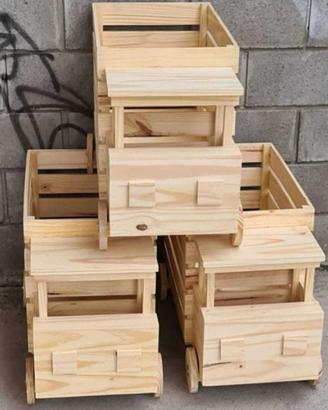 Camion Juguetero Organizador Pino Guardaobjetos Con Ruedas 1