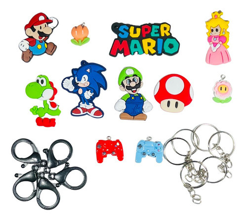 Kit Miçangas Chaveiros Super Mario Sonic Video Game Meninos 1