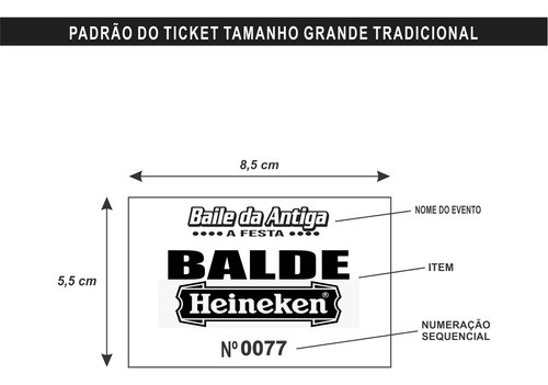 1000 Ticket Fichas Ingresso De Bar Tag Cupom 8,5 X 5,5 1