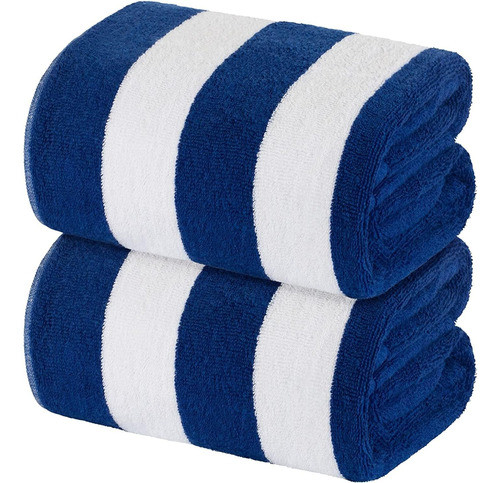 Toallas Playa Clásicas Gran Tamaño Rayas Pack X2 Azul/blanco 0