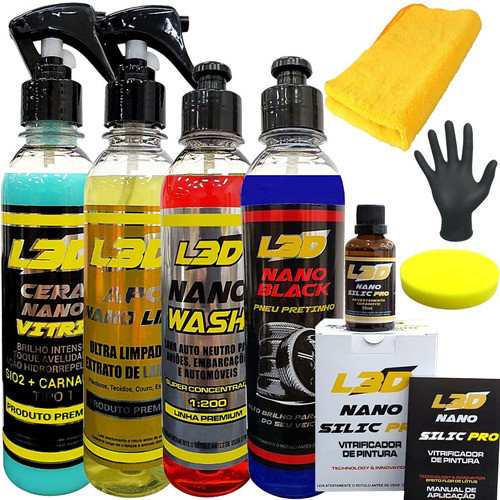 Kit Vitrificador Cera Carnaúba Pretinho Shampoo Higienizador 0