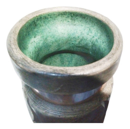 Florero Jarrón Cerámica Tallada C/ Virola Bronce - Firmado 1