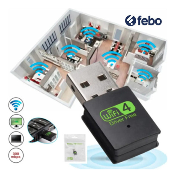 Tarjeta De Red Wi-fi Usb 300mbps Plug And Play Var580 1