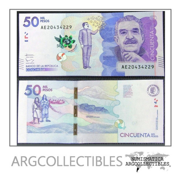 Colombia Billete 50000 Pesos Pick 462 Año 2016 Unc Sin Circular 0