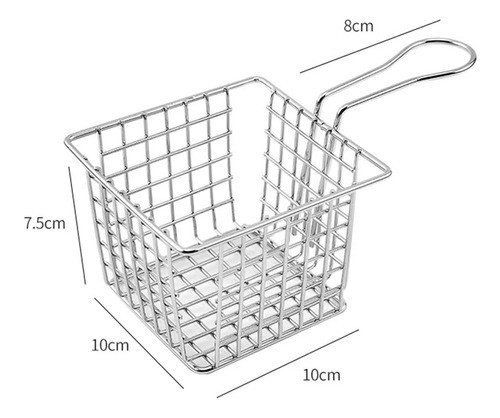 Freidora Acero Inoxidable Canasto Cuadrado Para Freir 10 Cm 1