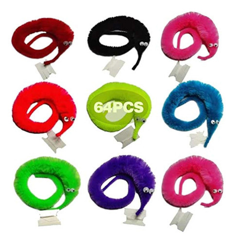 Shengsen 64 Piezas De Juguetes De Gusanos Peludos, 0