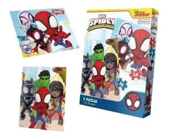 Puzzle X 2 24 Y 36 Piezas Spidey Tapimovil 0