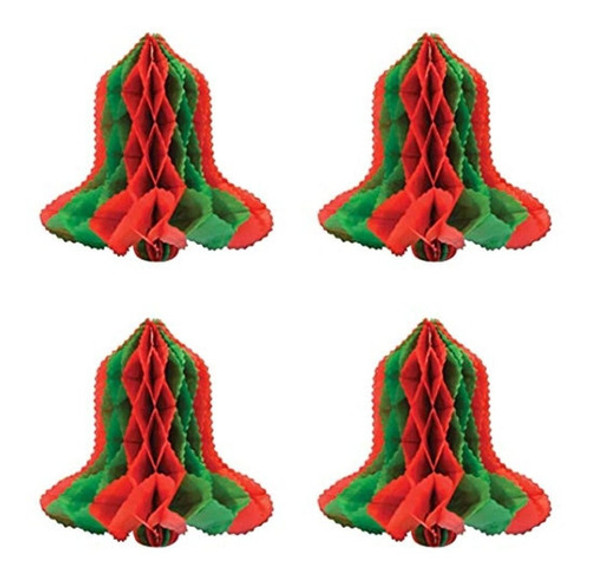 Beistle Honeycomb Tissue Paper Bells 4 Piece Christmas Decor 0
