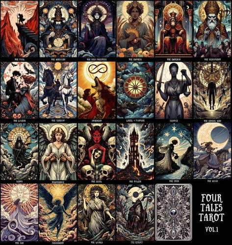 Four Tales Tarot Taroteca Studio 12x7cm Gold Edges 88 Cards 1